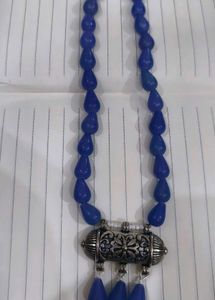 Blue Beaded Necklace with Pendant