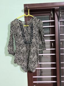 Black And White Mirror Sheer Top