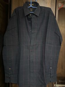 Men's Navy Plaid Button-Down Shirt