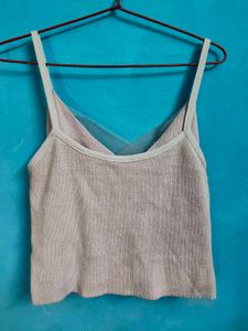 Sheer Tulle Overlay Camisole Top