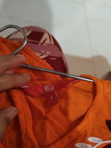 Orange Embroidered Top