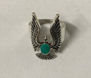 Unisex Eagle Design Ring with Turquoise Stone