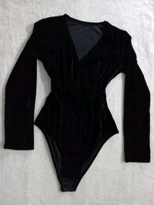 Elegant Black Velvet Bodysuit
