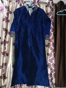 Elegant Blue Embroidered Top &amp; Skirt