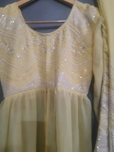 Chikenkari  Yellow Kurti And Plazo Set