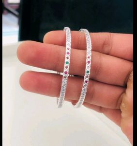 Beautiful Silver Bangles with Gemstones