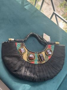 Elegant Black Embellished Clutch Bag