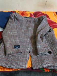 Plaid Wool Blend Jacket