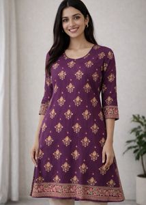 Purple Printed Kurta