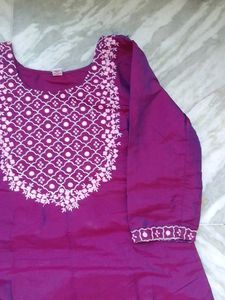 Purple Embroidered Kurta and Pant Set