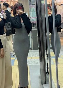 Grey Spaghetti Strap Maxi Dress