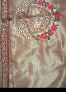 Embroidered Silk Saree with Blouse