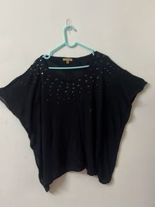 Black CODE butterfly Top With Sequins