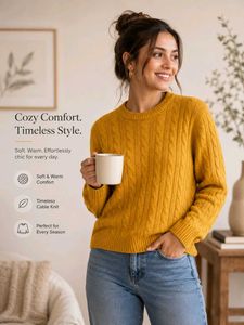 Mustard Cable Knit Sweater 👕