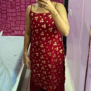 Women Red Maroon Kurti With Sharara