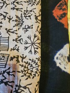 black bhandhini khadi cotton saree