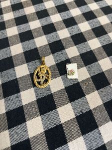 Gold Tone Om Pendant &amp; Stud