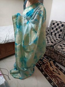 Stunning Blue Tie-Dye Saree