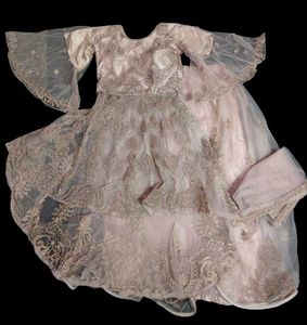 Elegant Heavy Embroidered Mauve Purple Sharara Set