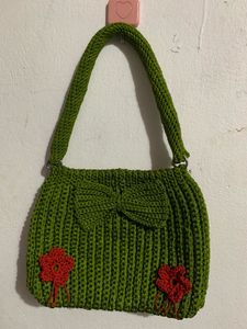 Handmade Green Crochet Shoulder Bag