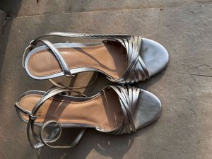 Silver Strappy Flat Sandals