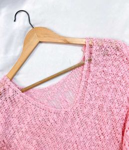Pinterest Oversized Crochet Pink Pullover B