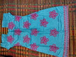 Beautiful Blue Kurta Set with Pink Embroidery