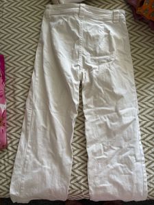 White Cargo Style Ankle length Pants