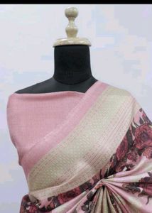 Beautiful Roses Printed Pink Banarasi Saree🌹💕