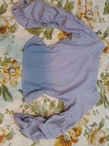 Striped Puff Sleeve Top and skirt set