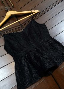 Faballey Party Chic Black Peplum Top