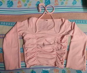 Halter Neck Peach Colour Cute Top
