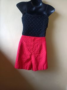 Red High Waist Short