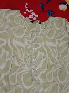 Light Green Kurta with White Print