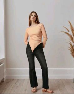 Shein Peach Long Sleeve ribbed Top