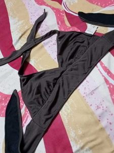 Stylish Brown Halter Bikini Top