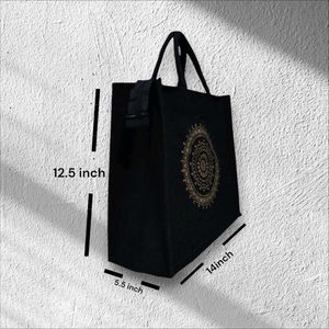 BEAUTIFUL CANVAS BLACK TOTE/LUNCH BAG