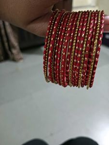 Red &amp; Gold Beaded Bangles