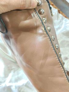 Studded Faux Leather Tote Bag