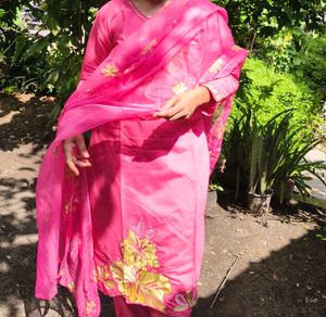 Vibrant Pink Embroidered Kurta Set