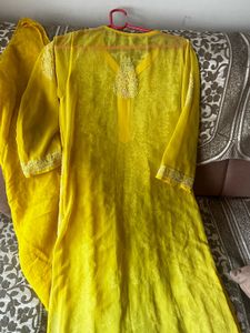 Vibrant Yellow Embroidered Kurta with Dupatta