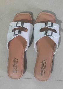 Chic White Double Buckle Slide Sandals