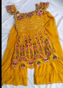 Yellow Embroidered Kurta Set for wedding function