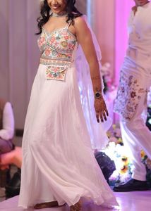Stunning White Lehenga with Floral Blouse