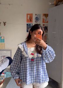 Cute Gingham Cherry Top