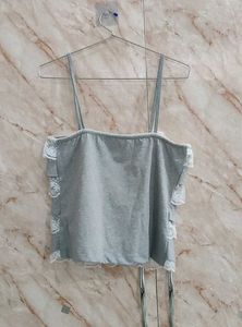 🐺Grey Tiered Lace Trim Cami Top🪄