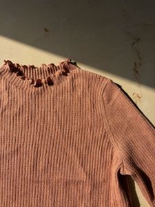 Nude Ribbed Mock Neck Top