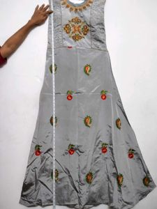 Gray Embroidered Dress