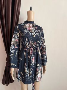 Floral Backless Bell Sleeve Mini Dress