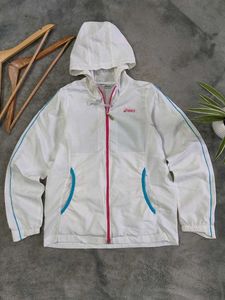 Asics White Hooded Windbreaker Jacket